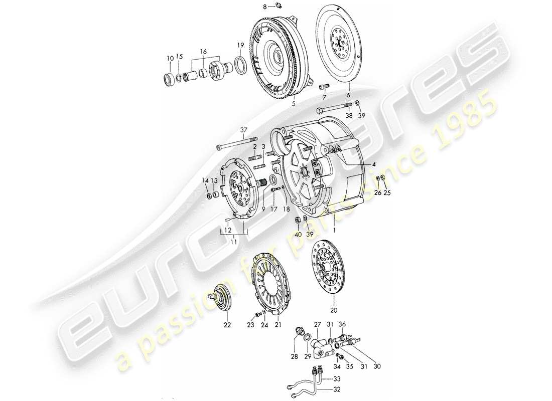 porsche 1969 (911/912) torque converter - and - converter housing - sportomatic part diagram