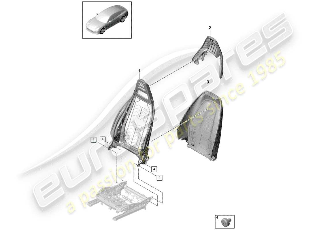 porsche panamera 971 (2018) backrest part diagram