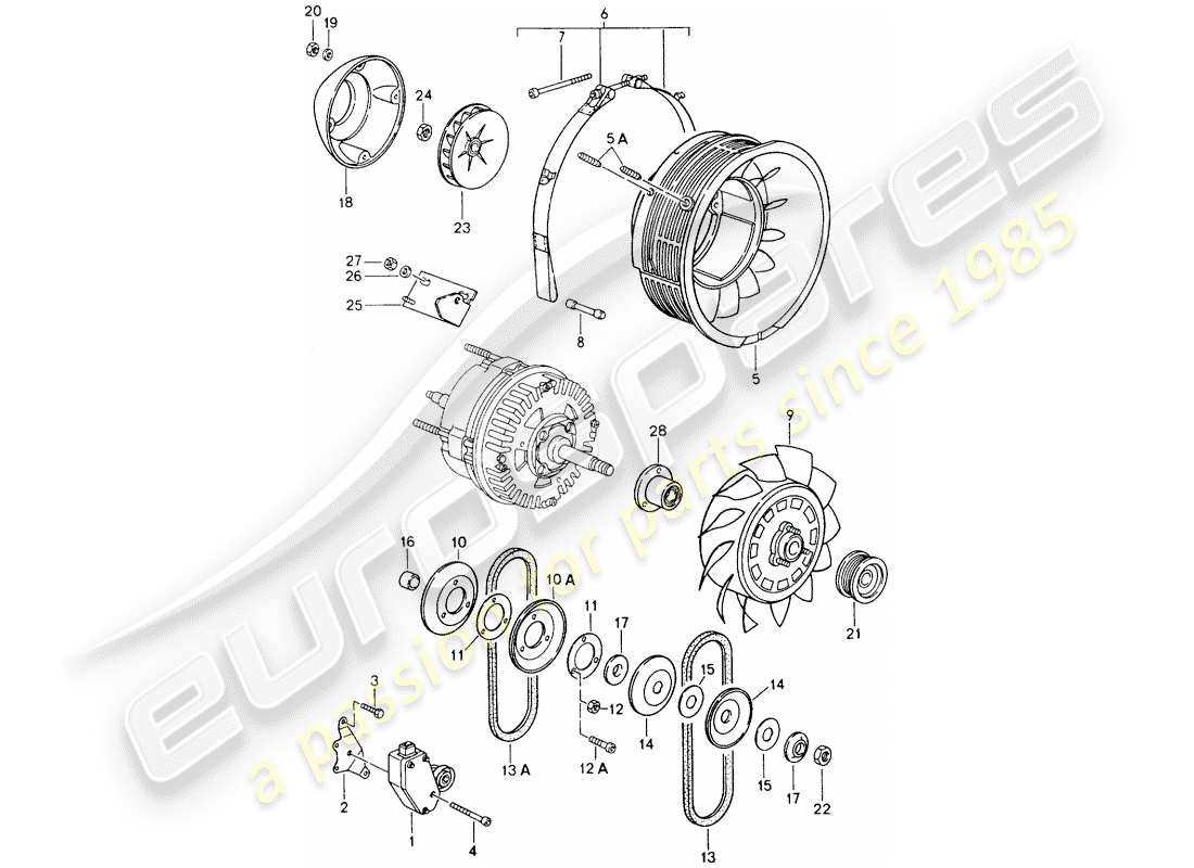 porsche 1993 (964) air cooling parts diagram