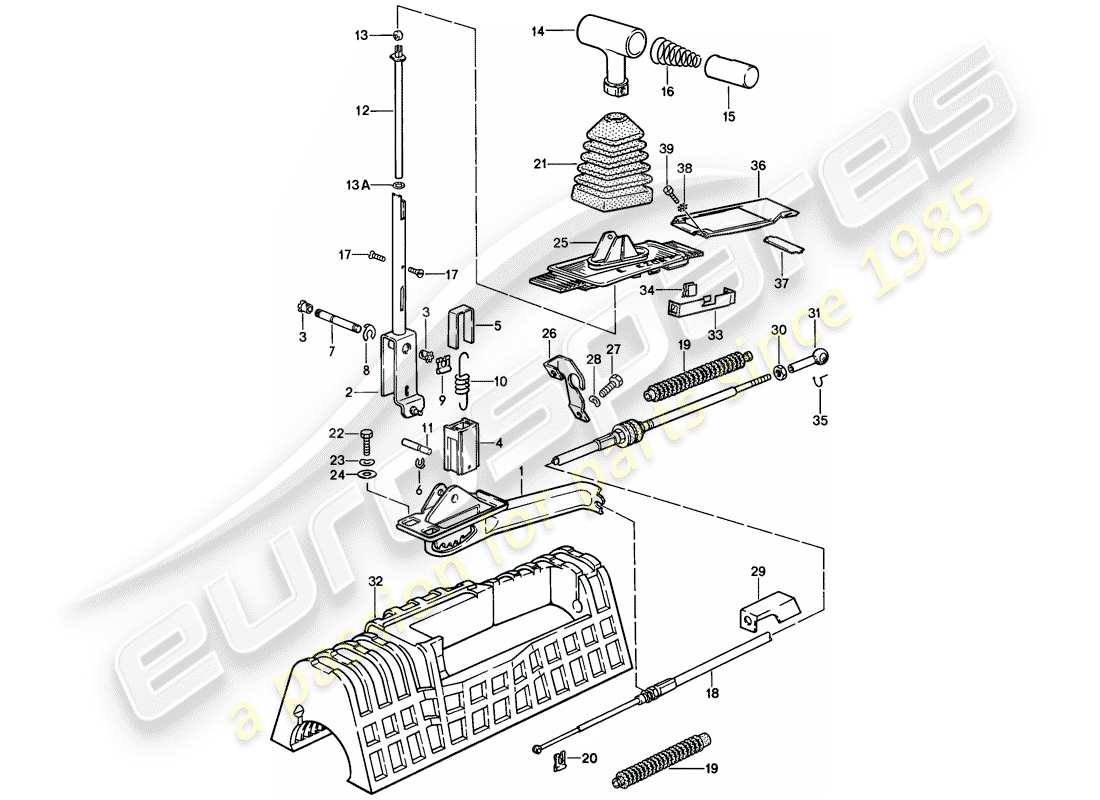 porsche 1982 (928) shift mechanism - automatic transmission part diagram