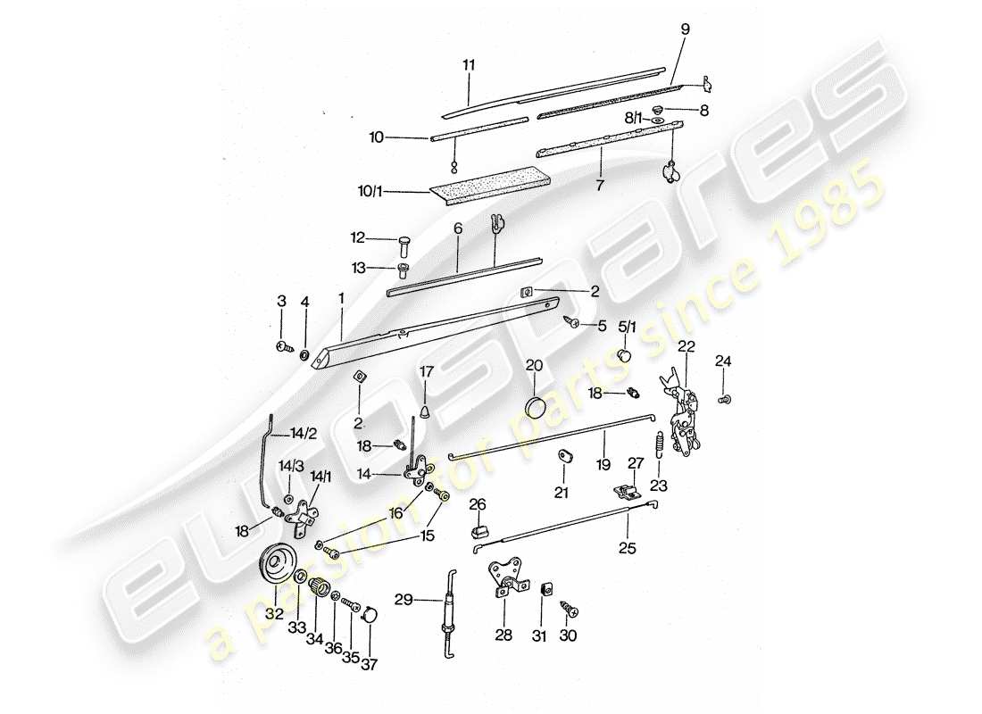 porsche 1977 (911 turbo) installation parts - for - door part diagram