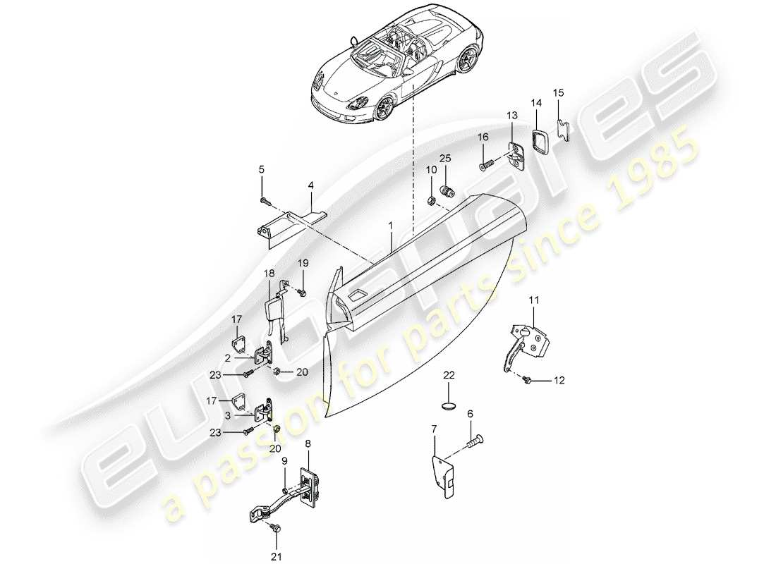 porsche 2005 (carrera gt) door - and - installation parts part diagram
