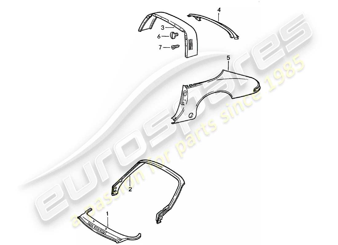 porsche 1983 (911) exterior panelling - to fit use workshop material part diagram
