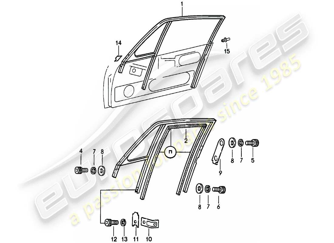porsche 1978 (911) window frame part diagram