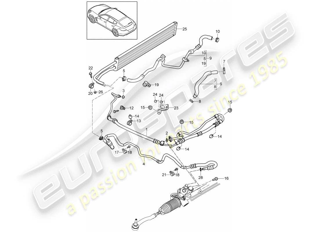 porsche panamera 970 (2015) power steering part diagram