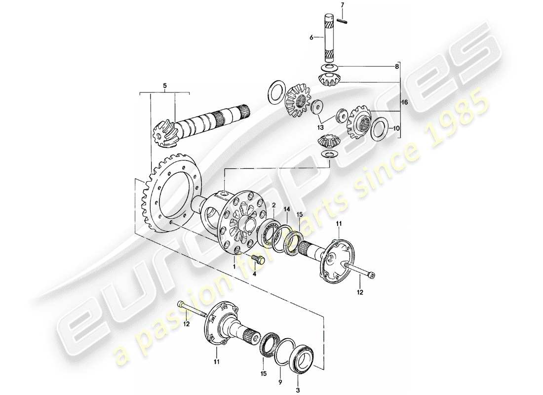 porsche 924 (1980) differential - manual gearbox - vq vr uv md - me mf mb mx - d - mj 1981>> part diagram