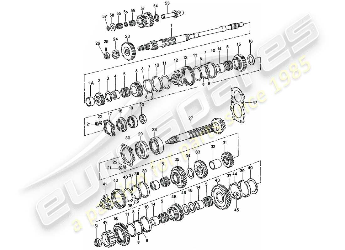 porsche 1978 (911) gears and shafts - 5. - speed - transmission part diagram
