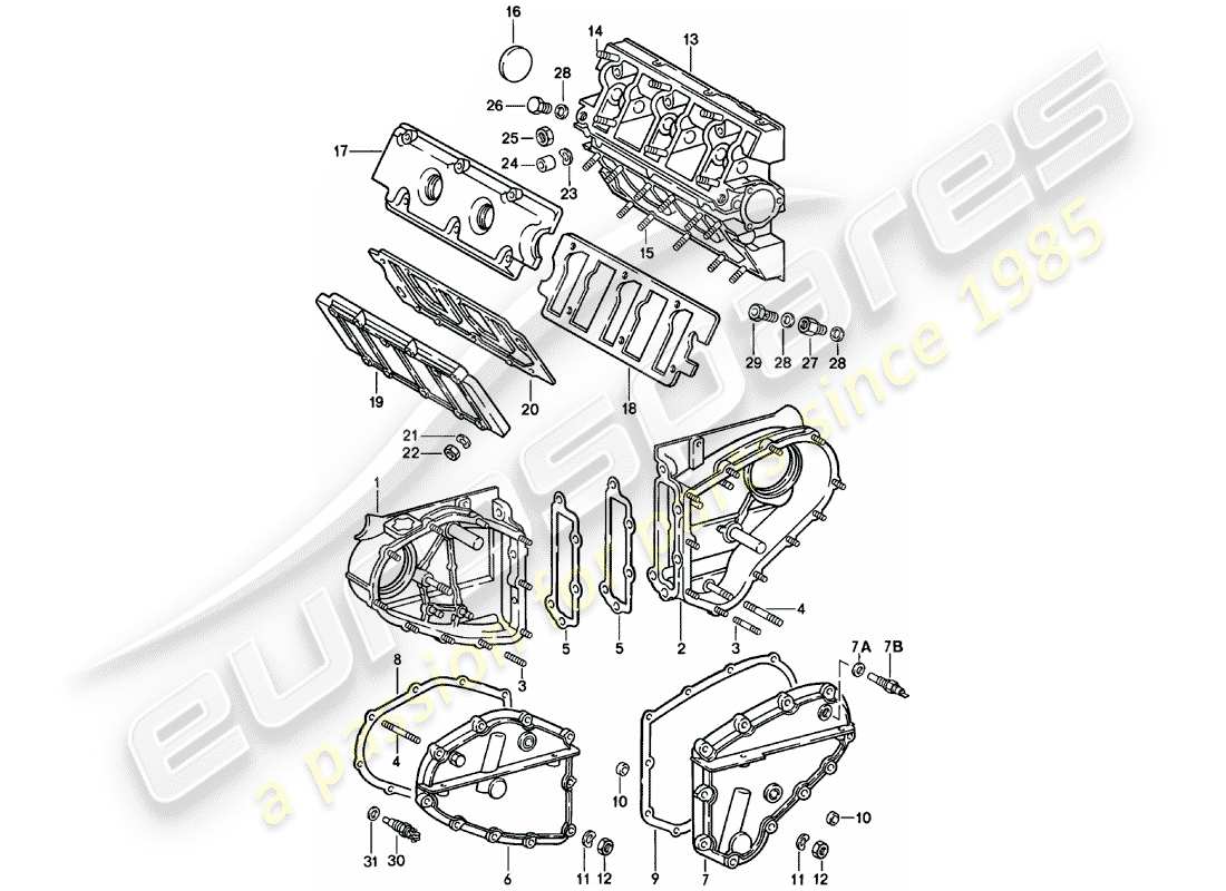 porsche 1981 (911) camshaft housing - chain case part diagram