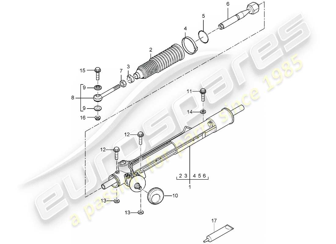 porsche 2004 (carrera gt) power steering - steering gear part diagram