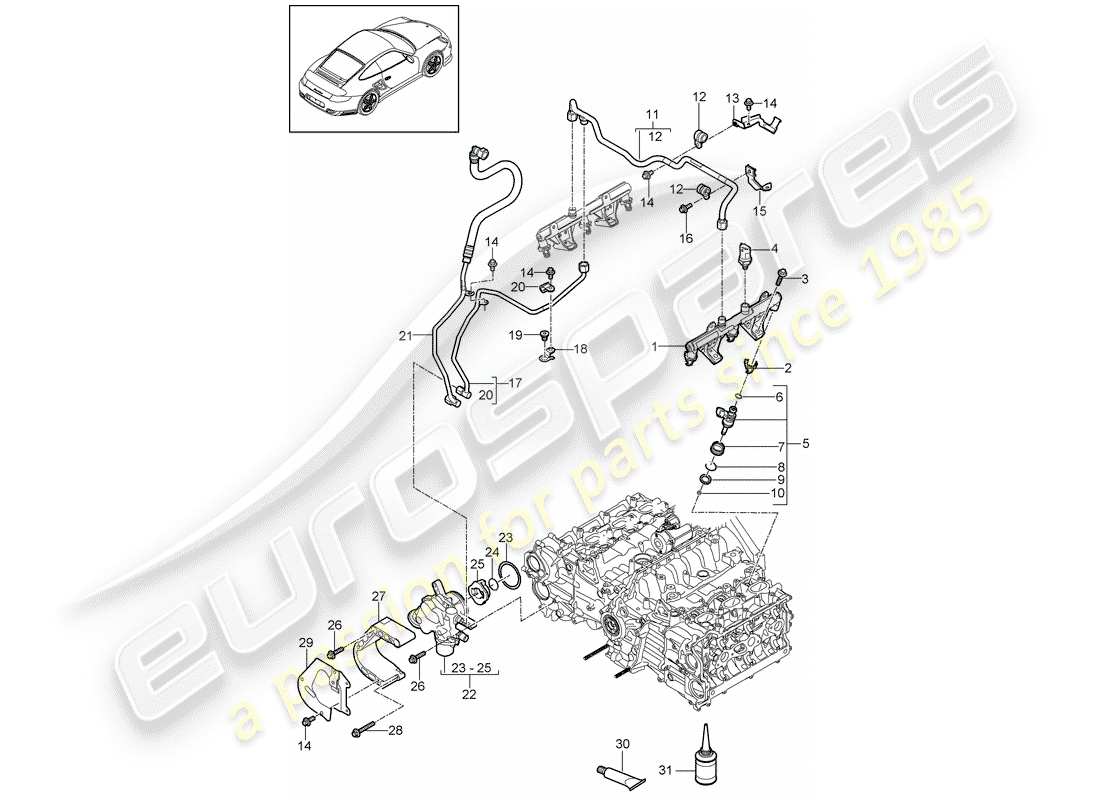 porsche 2013 (997-2 turbo / gt2 rs) fuel collection pipe parts diagram