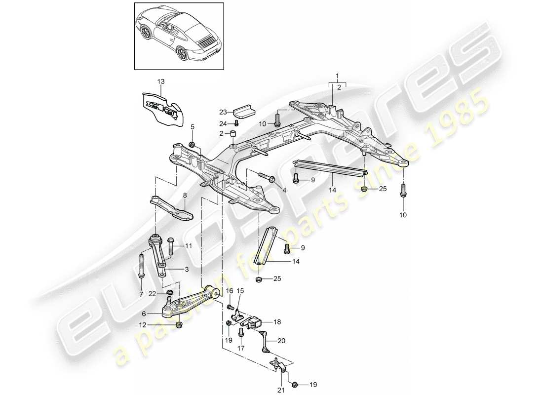 porsche 2012 (997-2) cross member parts diagram