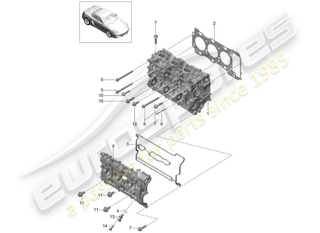 porsche 2013 (981 boxster) cylinder head parts diagram