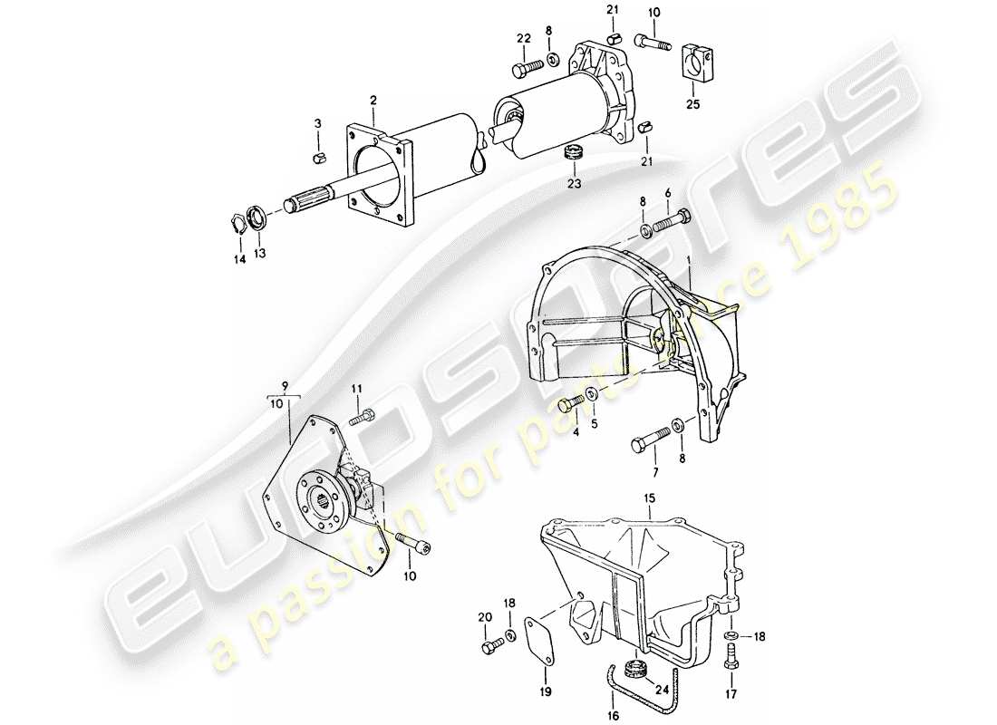 porsche 1995 (928) automatic transmission - central tube part diagram