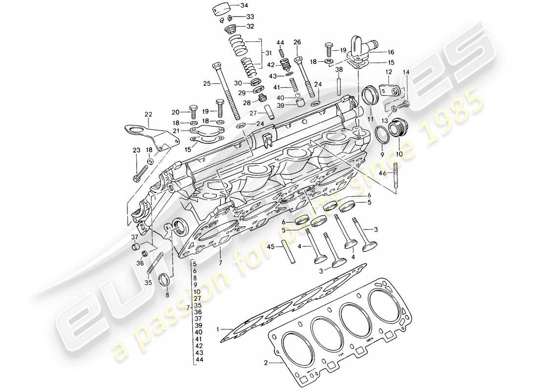 porsche 928 (1995) cylinder head - repair set for maintenance - see illustration: part diagram