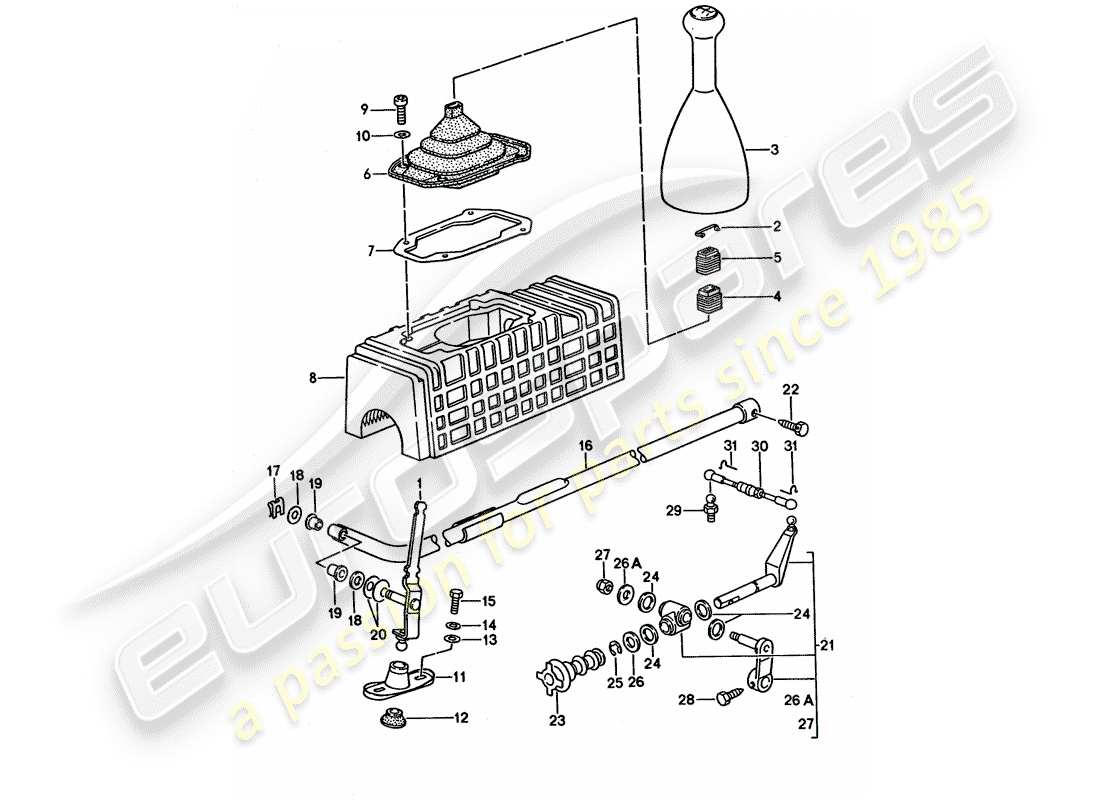 porsche 1992 (968) actuator - for - manual gearbox parts diagram