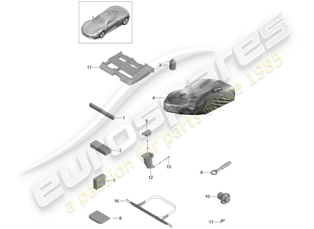 porsche 2015 (918 spyder) tool part diagram