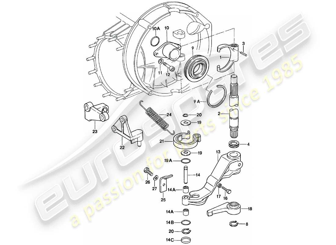porsche 1982 (911) clutch release part diagram