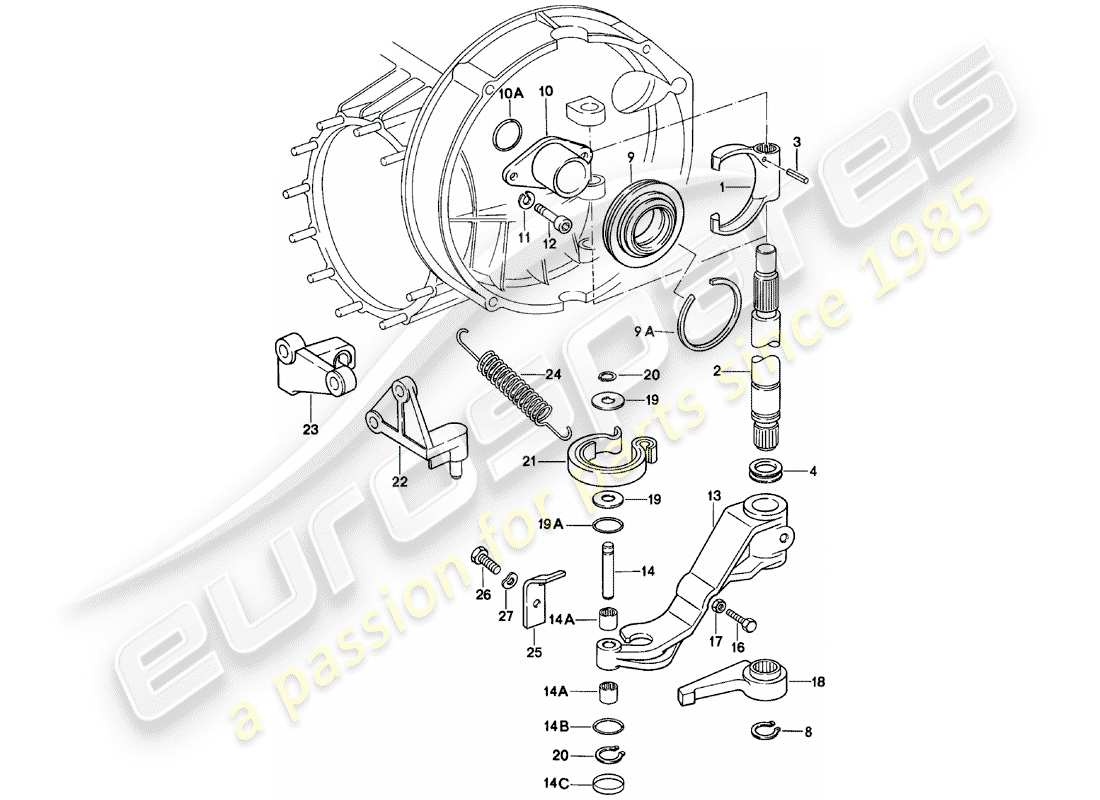 porsche 911 (1982) clutch release parts diagram