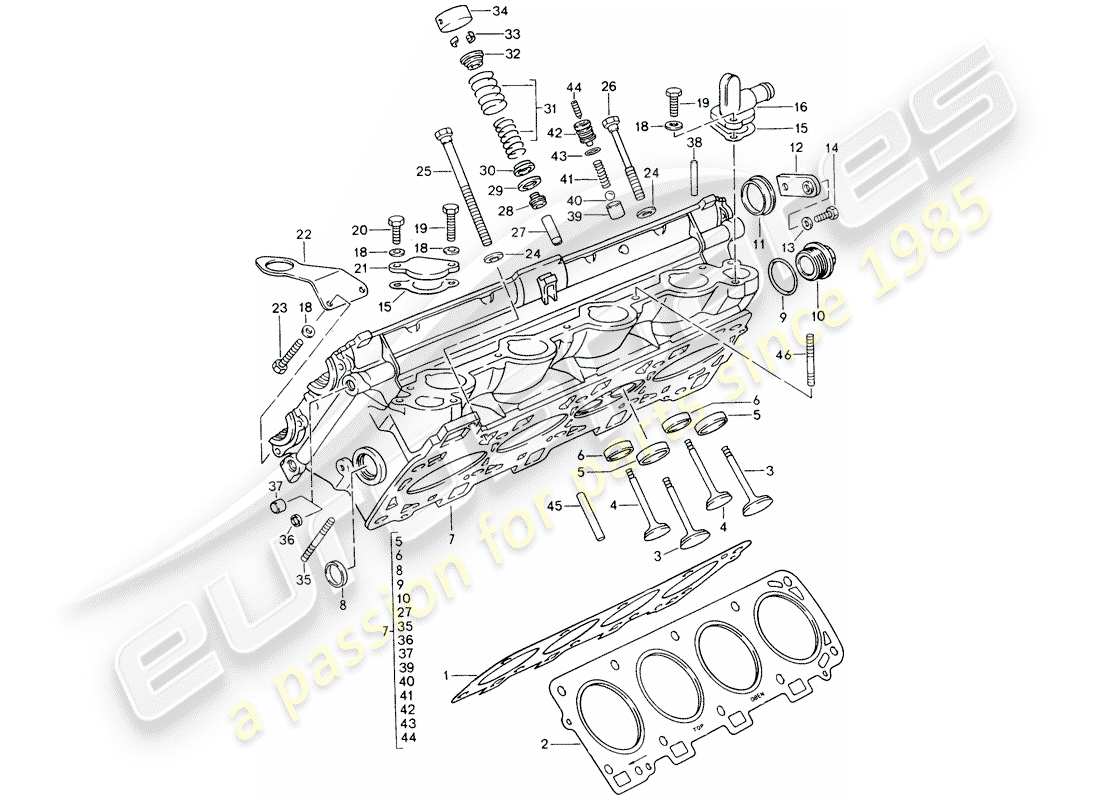 porsche 1992 (928) cylinder head - repair set for maintenance - see illustration: part diagram