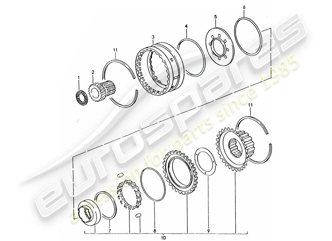 porsche 1992 (928) automatic transmission - freewheel part diagram