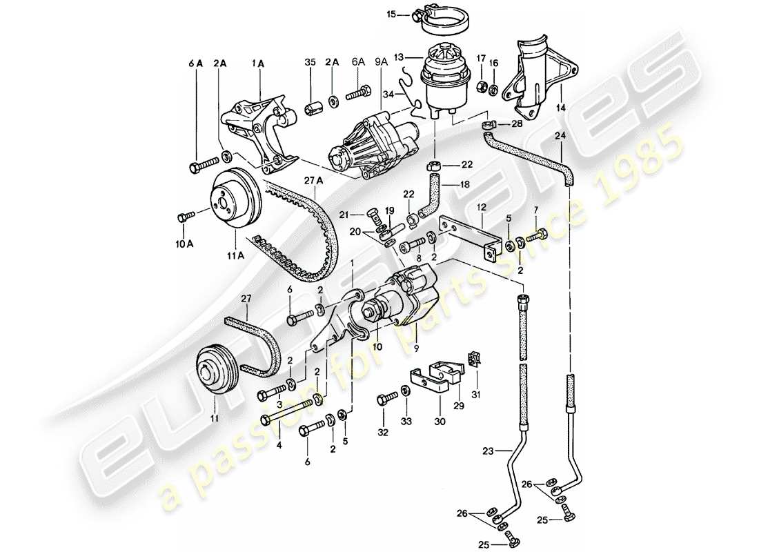 porsche 1983 (928) steering - lines part diagram
