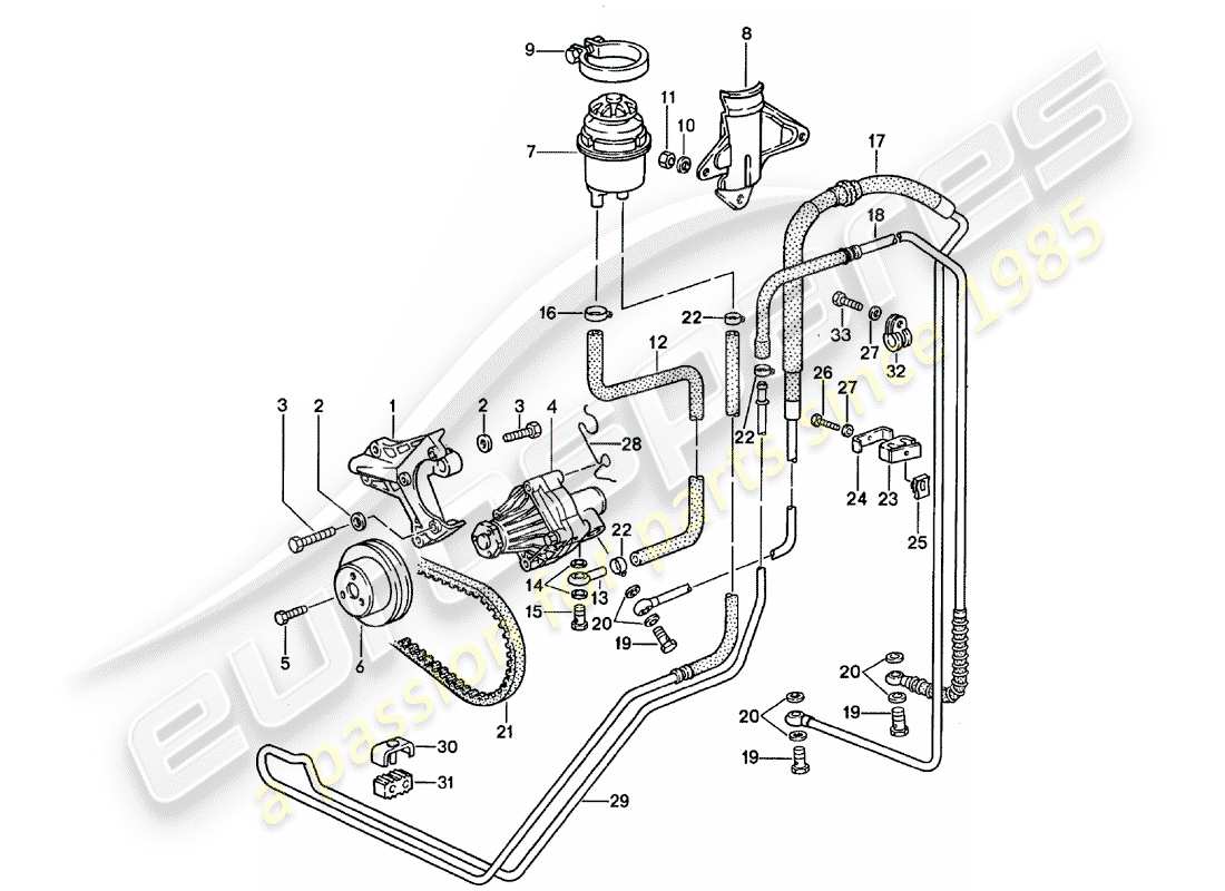porsche 1988 (928) power steering - lines part diagram
