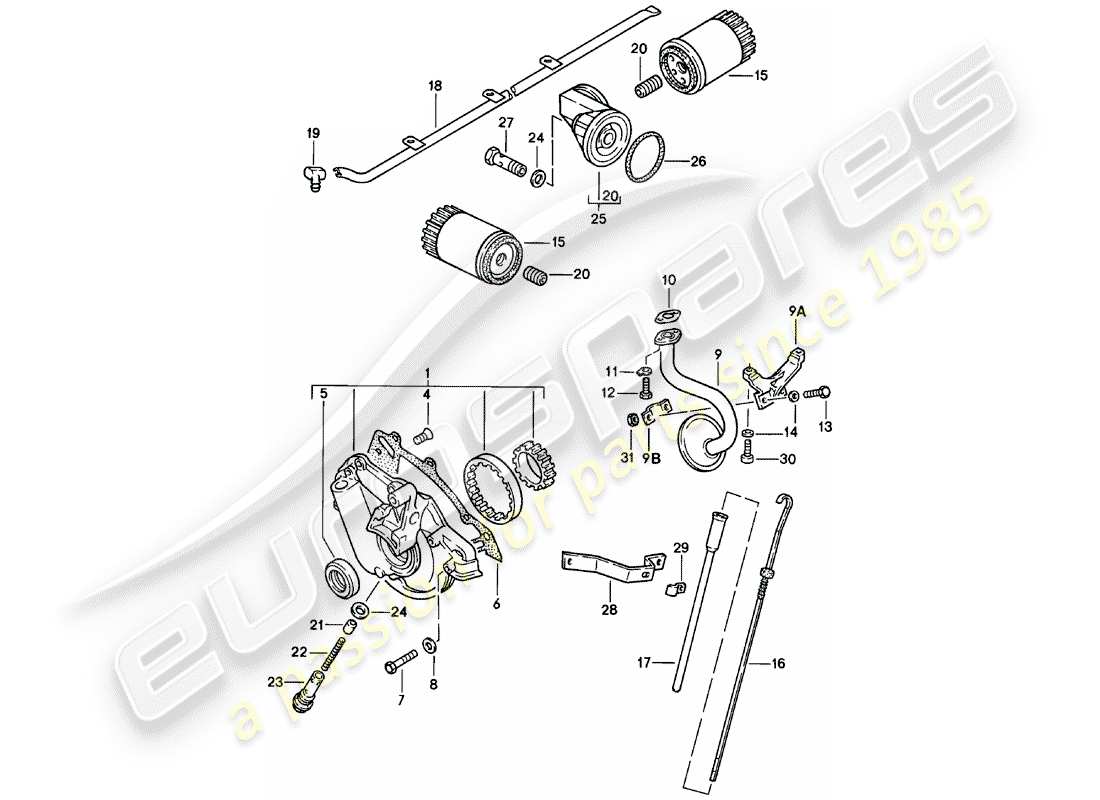 porsche 1984 (924) engine lubrication parts diagram