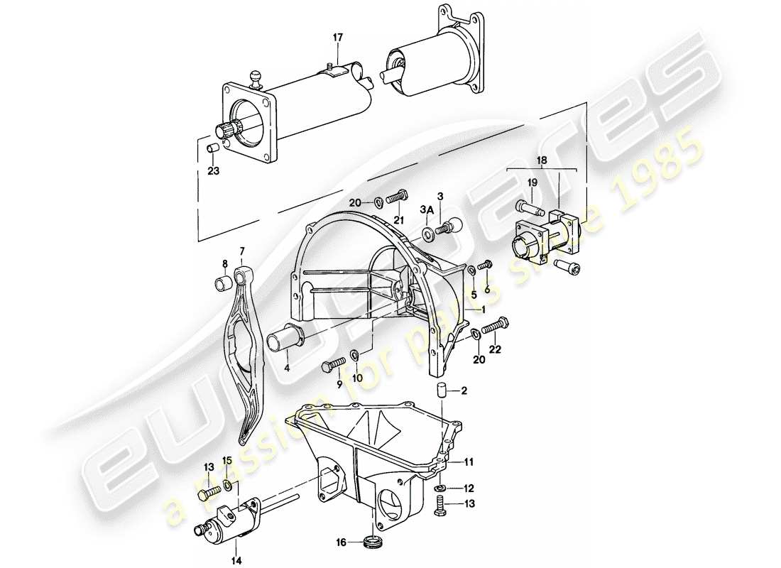 porsche 1982 (928) central tube - manual gearbox part diagram