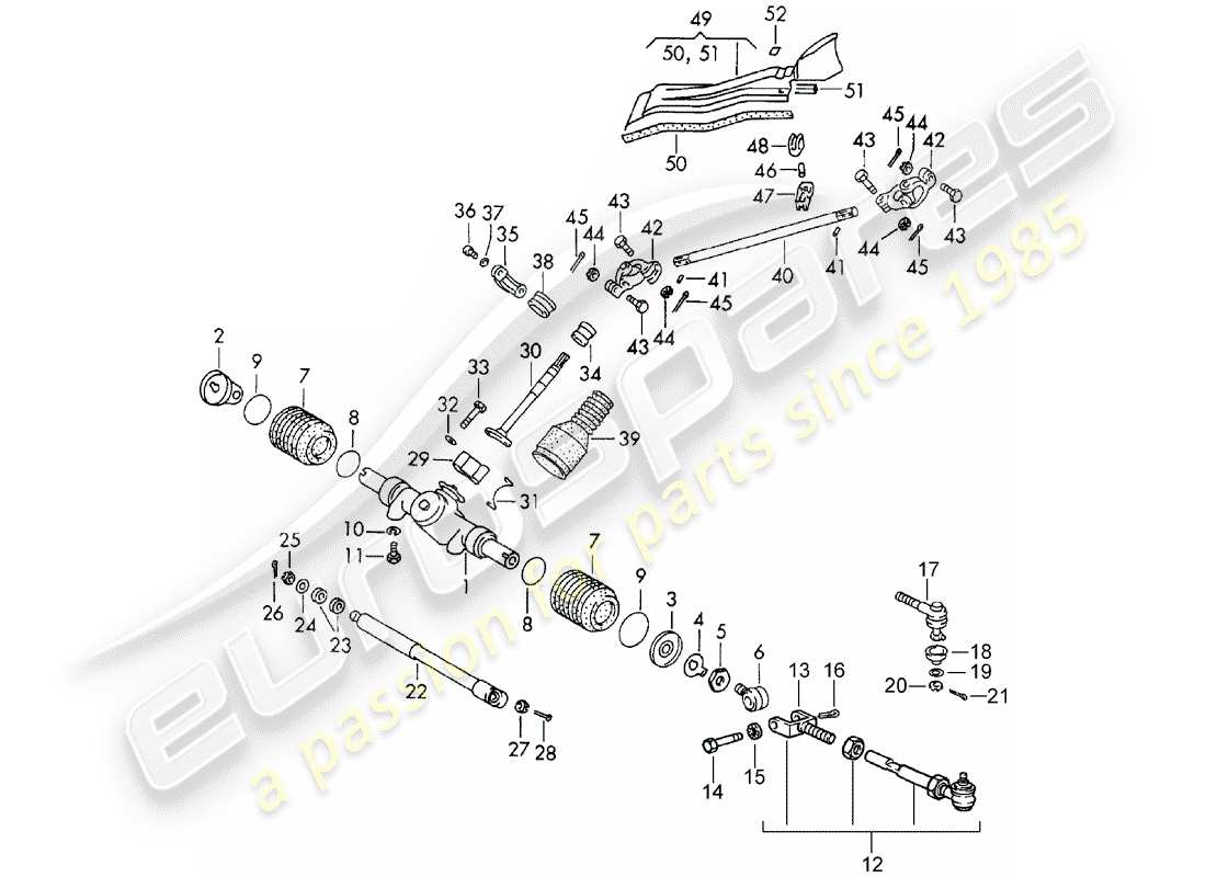 porsche 1965 (911/912) steering gear - steering linkage - d >> - mj 1968 part diagram