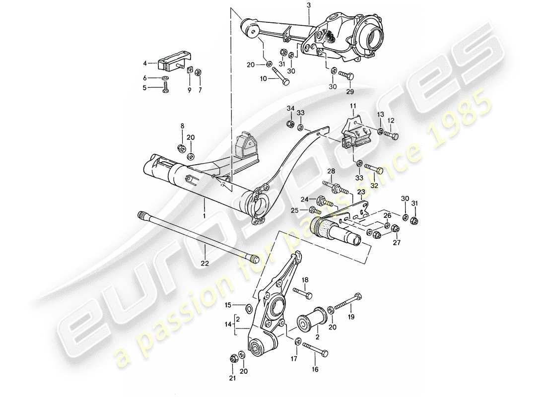 porsche 1993 (968) rear axle carrier - rear axle steering part diagram