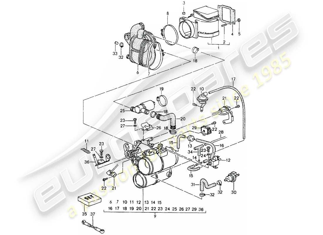 porsche 1994 (964) l-jetronic - flap-nozzle - intake housing - magnesium - see tpi - group 1 - nr. 26 part diagram