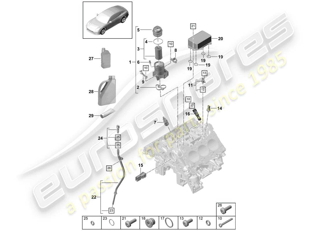 porsche panamera 971 (2018) oil filter part diagram