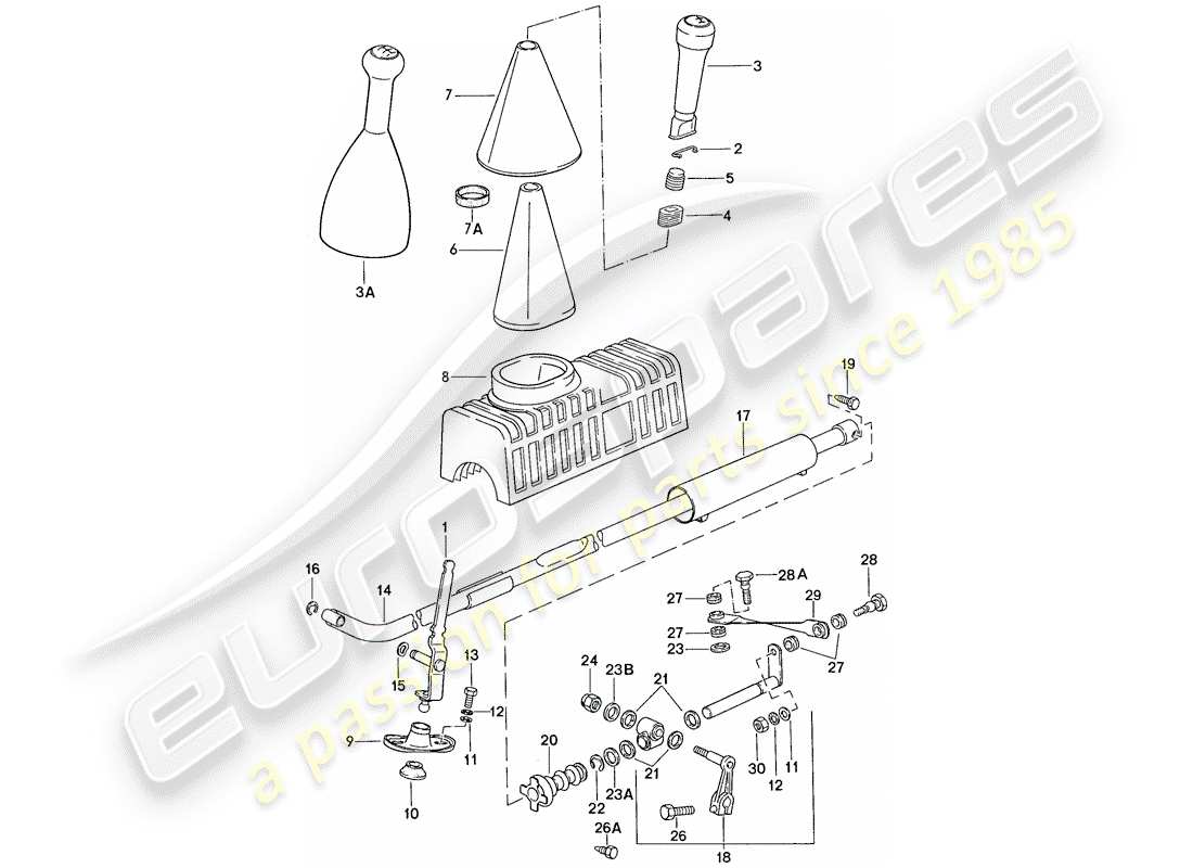 porsche 1990 (944) actuator - for - manual gearbox part diagram
