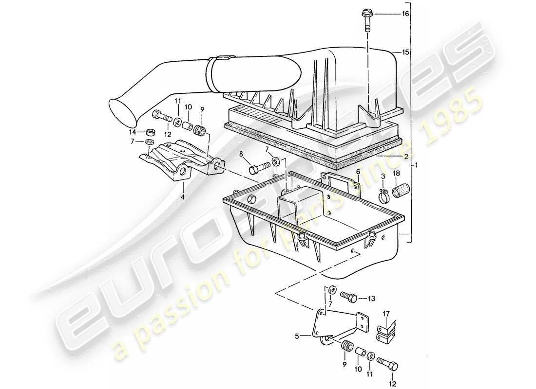 porsche 944 (1991) air cleaner system part diagram
