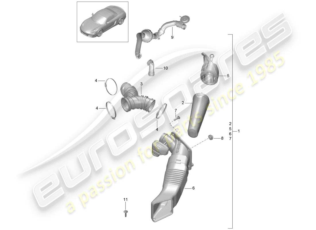 porsche 2013 (981 boxster) air cleaner parts diagram