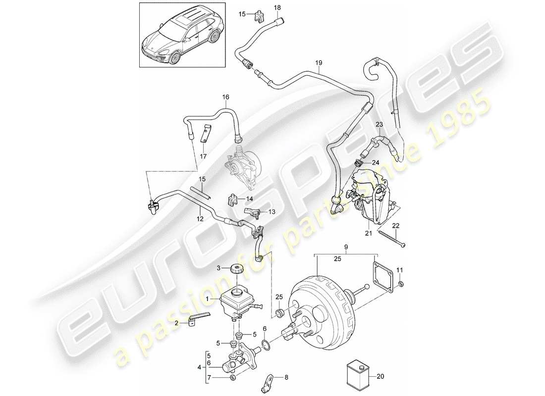 porsche 2012 (cayenne e2 92a) brake master cylinder part diagram