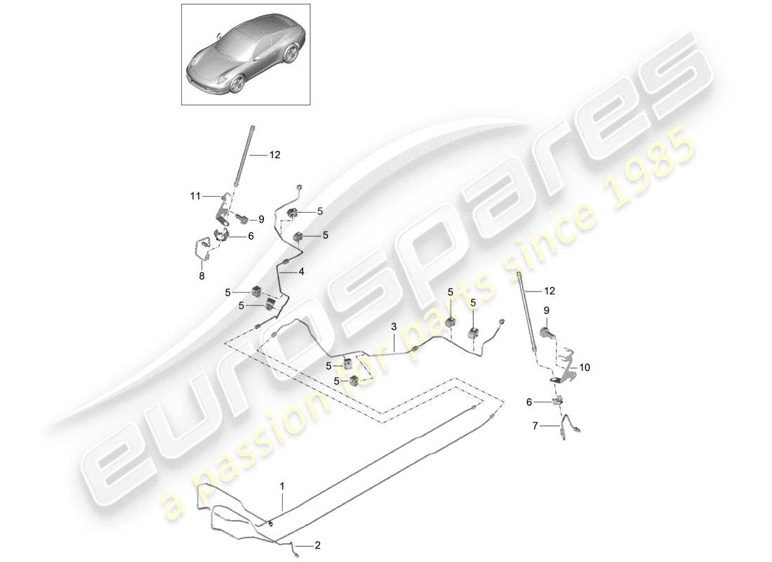 porsche 2014 (991-1) brake line part diagram