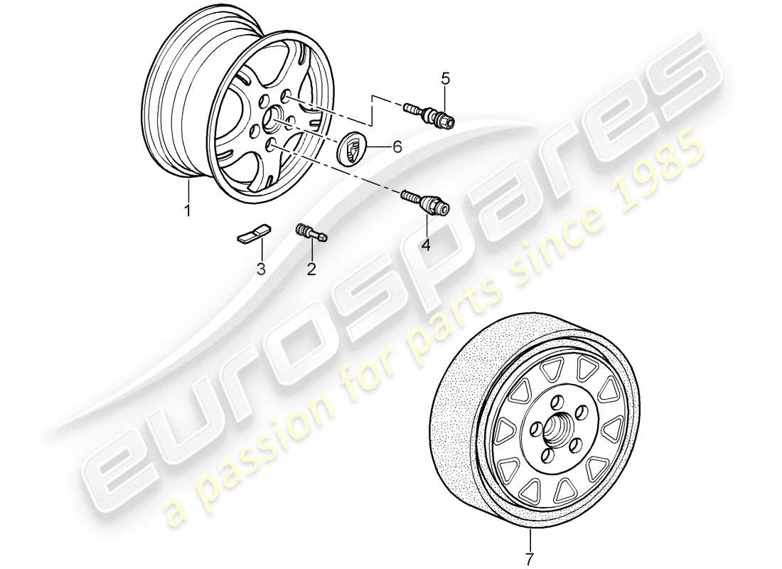 porsche cayman 987 (2006) wheels parts diagram