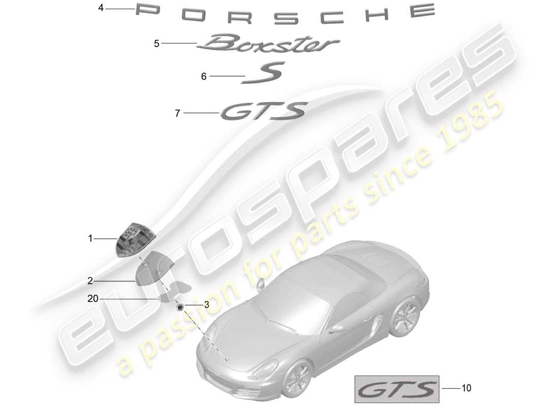 porsche 2012 (981 boxster) nameplates part diagram