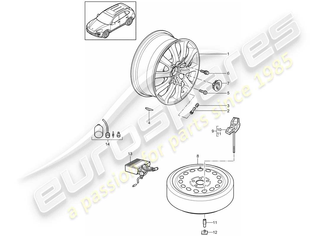 porsche 2014 (cayenne e2 92a) wheels part diagram