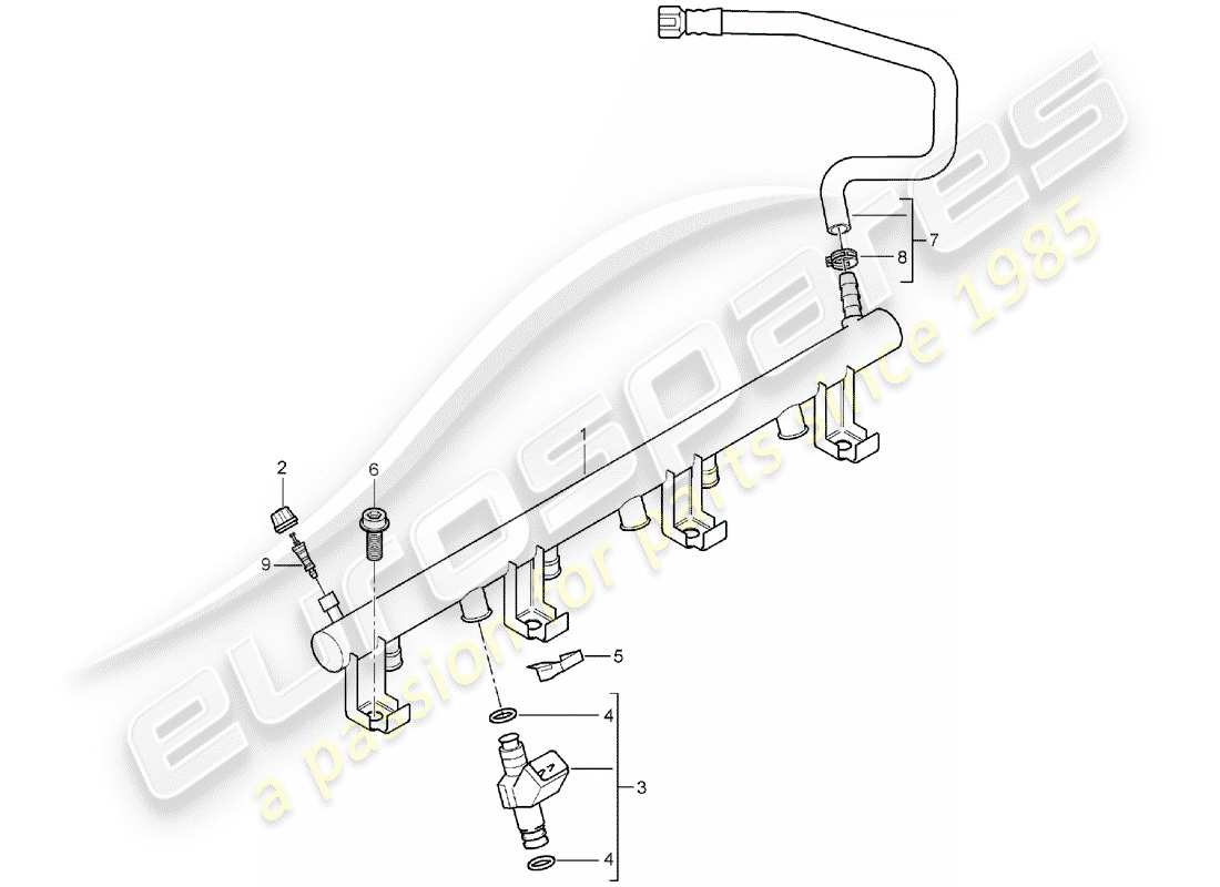 porsche cayenne (2004) fuel collection pipe part diagram