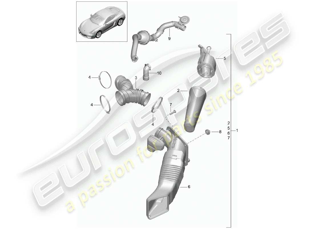 porsche 2016 (981 cayman) air cleaner part diagram
