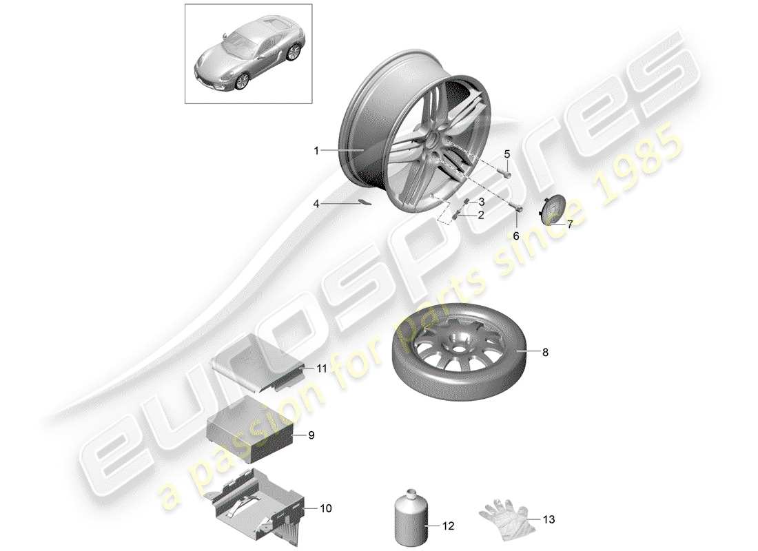 porsche 2016 (981 cayman) wheels part diagram