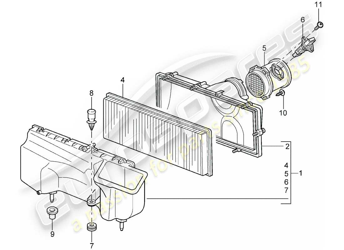 porsche 2007 (997-1 gt3) air cleaner part diagram