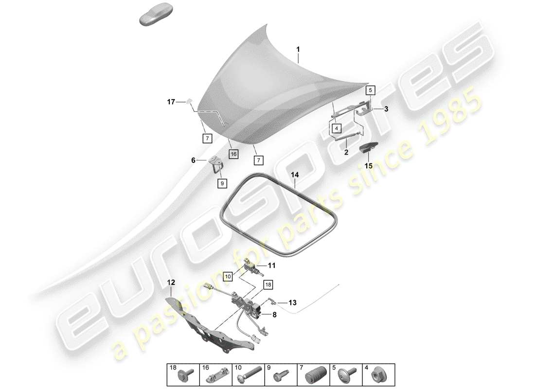 porsche 2020 (718 boxster spyder) cover part diagram