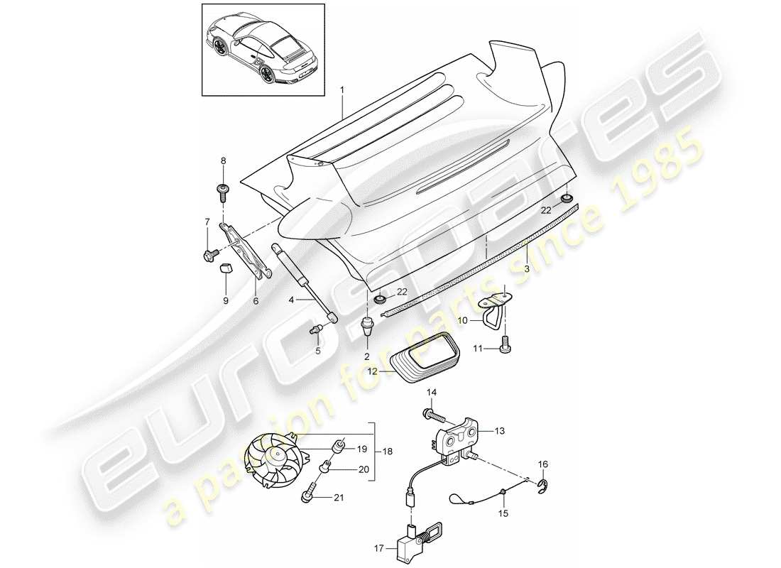 porsche 911 t/gt2rs (2011) cover parts diagram