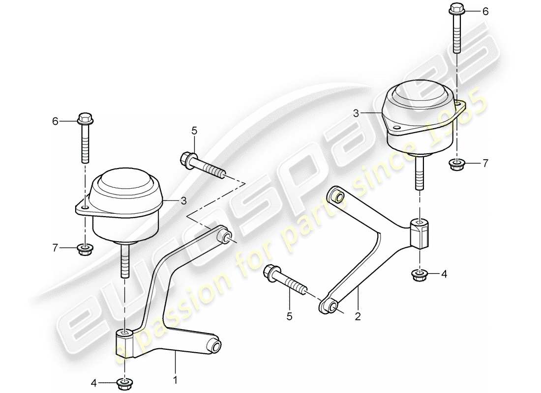 porsche boxster 986 (1998) manual gearbox - gearbox mounting - d - mj 2000>> parts diagram
