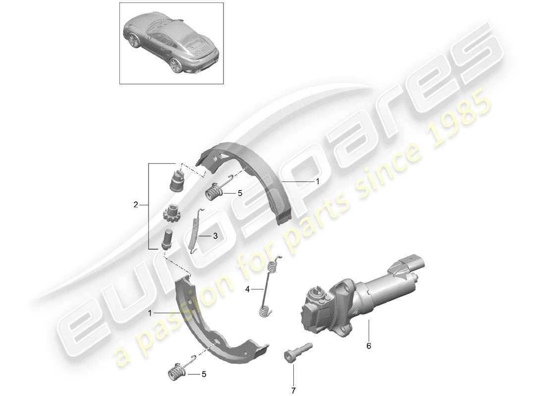 porsche 2016 (991-1 turbo) parking brake part diagram