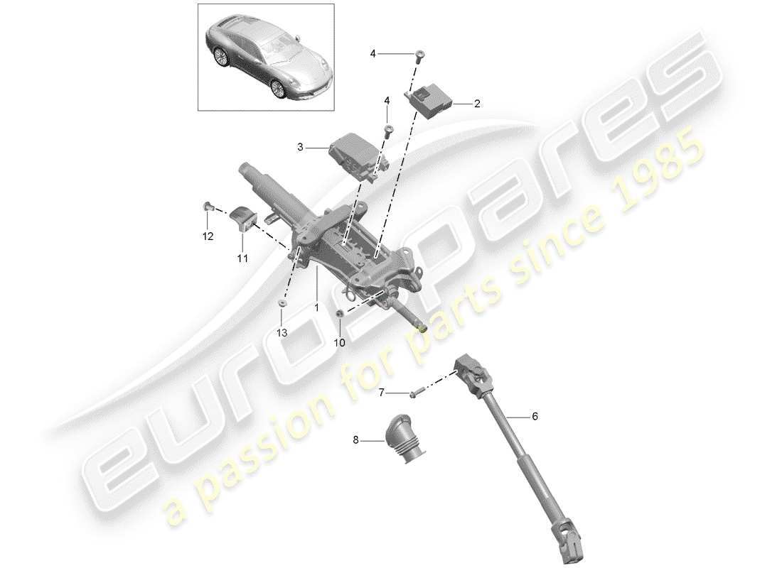 porsche 991 gen. 2 (2017) steering column part diagram