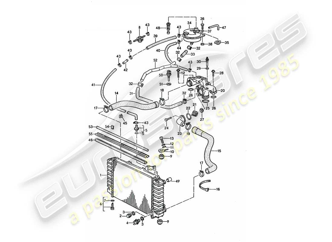 porsche 1995 (928) water cooling 1 part diagram